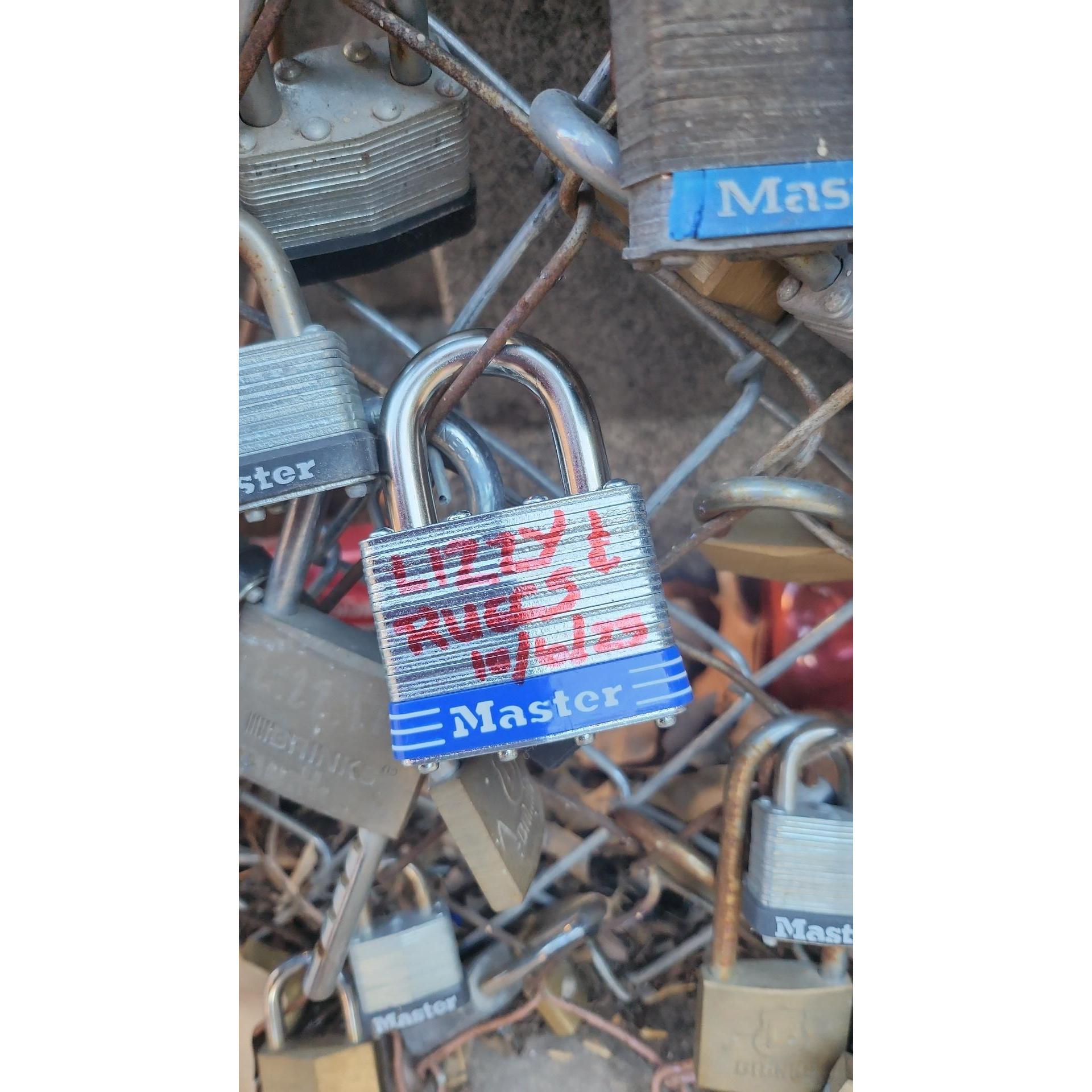 We locked in our love forever on the Love Lock bridge in San Antonio.