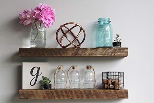Reclaimed Barnwood Floating Shelves - Set of 2 - Amish Made in Lancaster County, PA (Natural, 18"x 4.5"x 2")