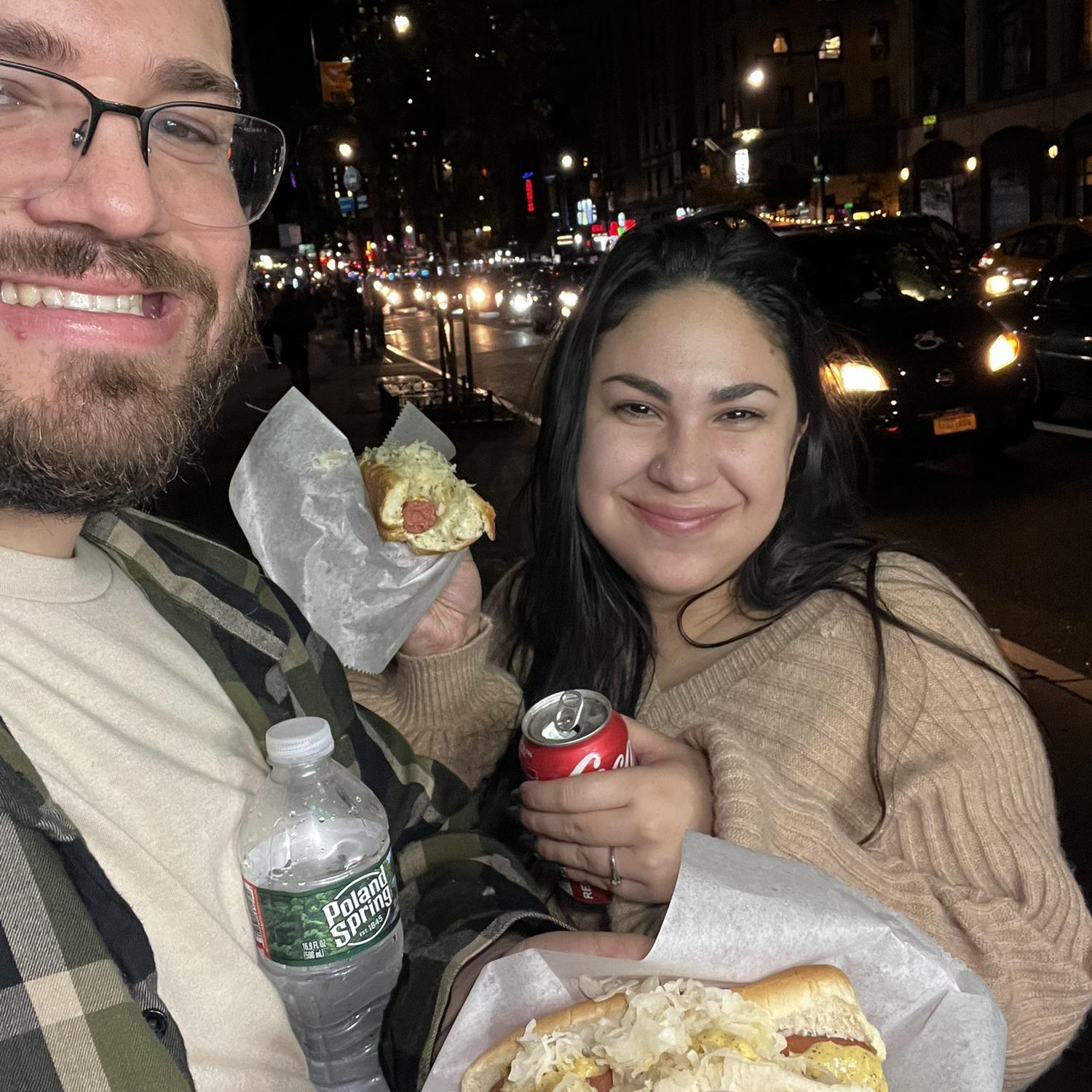 Maria's first NYC hotdog