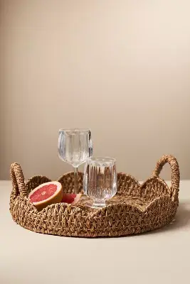 Scallop Braided Rattan Tray