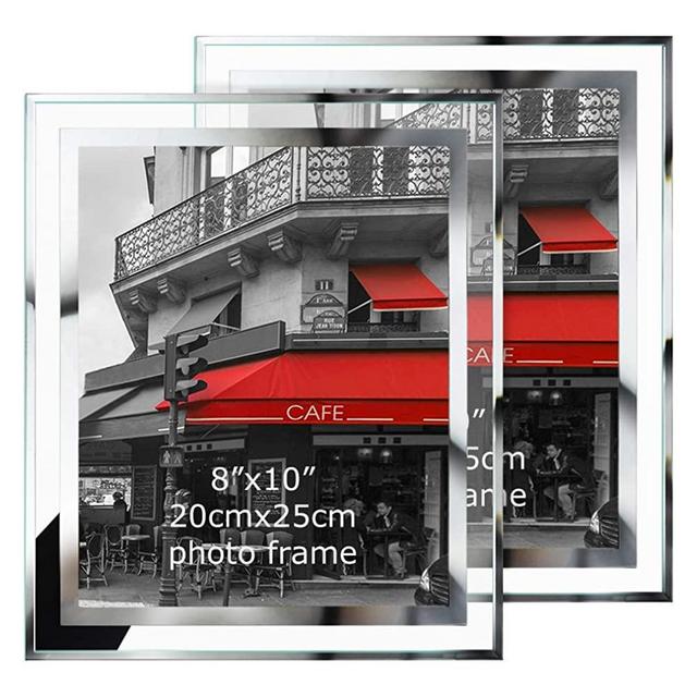 Giftgarden 8x10 Picture Frames Glass, 2 Pack Clear Photo Frame Vertical Horizontal Tabletop Standing