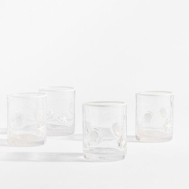 Shell Icon Drinking Glasss, Set of 4 - White