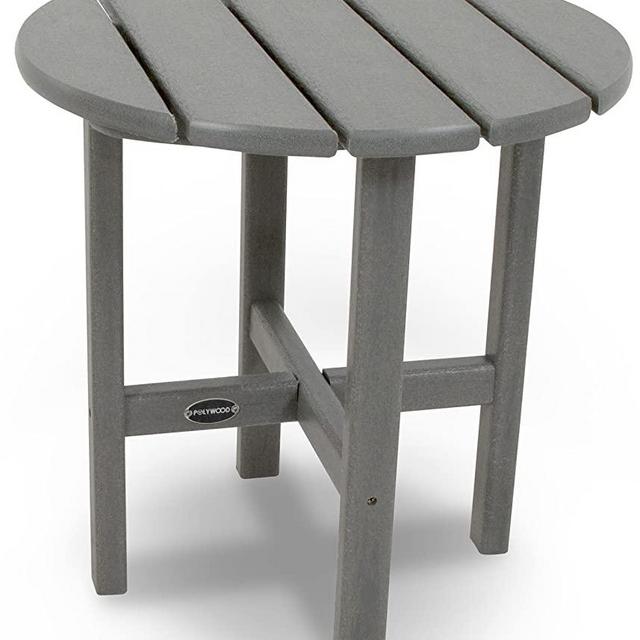POLYWOOD RST18GY Round 18" Side Table, Slate Grey