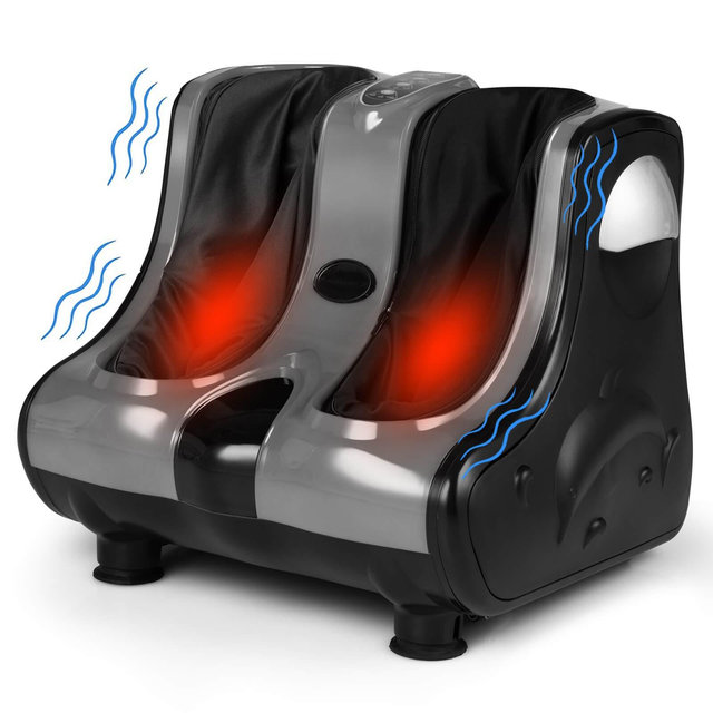 Costway Foot & Calf Massager with Heat Vibration Deep Kneading Shiatsu Foot Massage Machine Grey