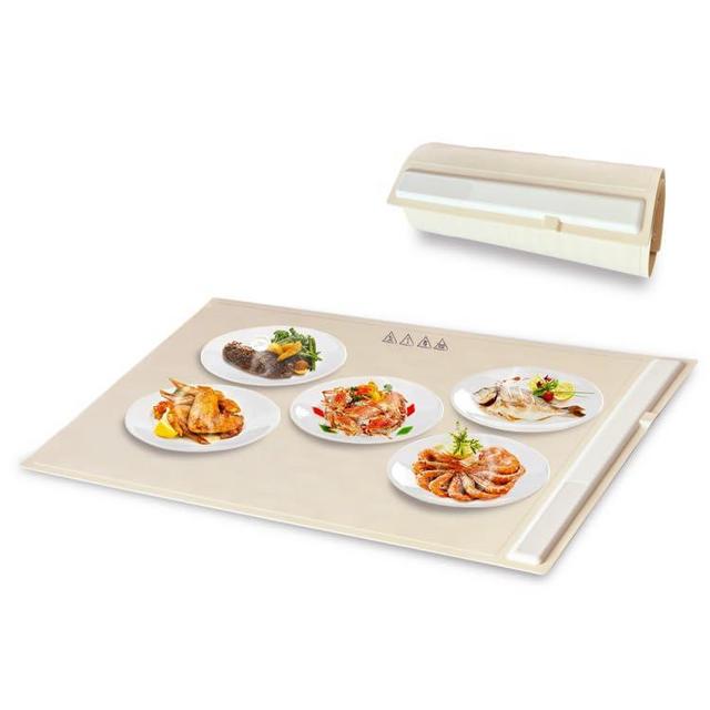 GoHomy - Warming Trays for Buffets Party - Electric Foldable Warming Tray with Adjustable Temperature - Silicone Warming Trays for Food - Versatile Food Warmer for Gatherings (Off White)