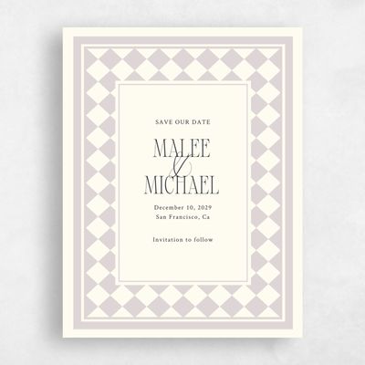 Lavender Mist, Purple Wedding Save the Date - Luca Portrait