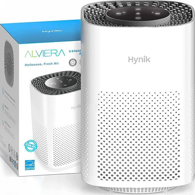 Hynik Alviera Air Purifiers for Bedroom, Air Purifier with H13 True HEPA Filter for Smoke Pollen Dander Hair Smell, 24db Filtration System for Office Living Room Kitchen, Sleep Mode, Speed Control, Come with Sleep Eye Mask