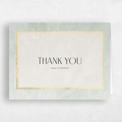 Soft Sage, Green Wedding Thank You - Dorado Landscape Foil