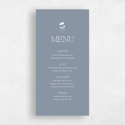 Dusty Blue Wedding Menu - Kendall