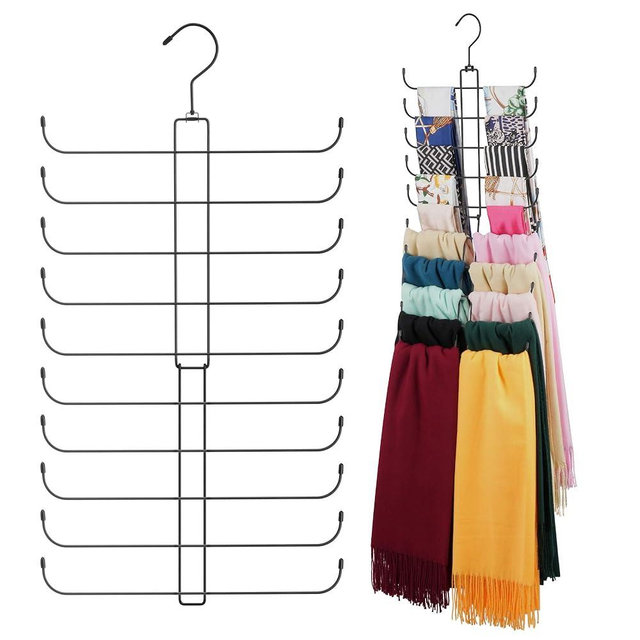ZEDODIER Scarf Organizer Scarf Hanger for Closet, Rotatable Sturdy Hijab Holder Holds 20 Scarves, Space Saving Closet Organizers and Storage, Black