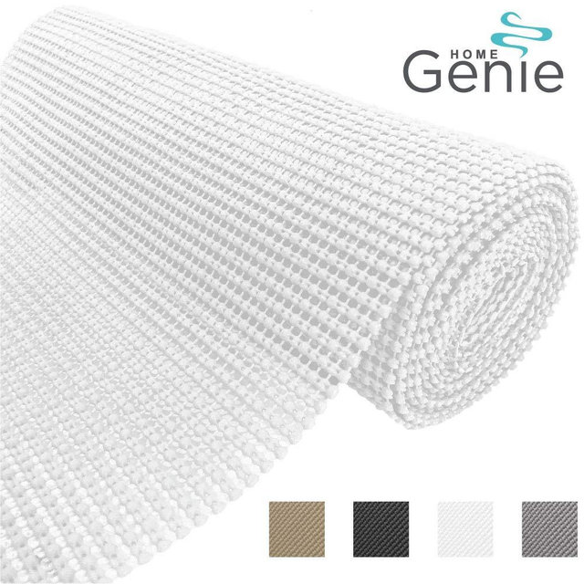 HOME GENIE Original PVC Drawer and Shelf Liner, Non Adhesive Roll, 12 Inch x 20 FT, Durable and Strong, Grip Liners for Drawers, Shelves, Cabinets, Pantry, Storage, Kitchen and Desks, Pure White