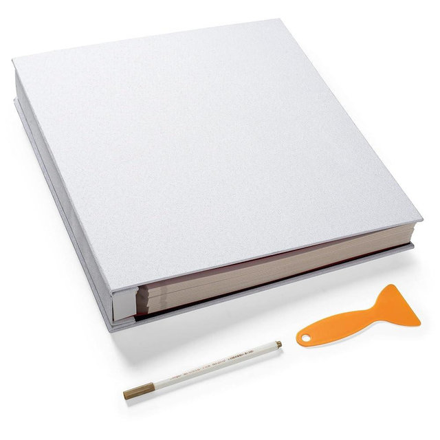 HoneyTolly Large Photo Album Self Adhesive 4x6 5x7 3x5 8.5x11 Scrapbook Magnetic Album DIY Scrap Book Length 13 x Width 12.8 (Inches) 120 Sticky Pages Linen Cover DIY Photo Album (White)