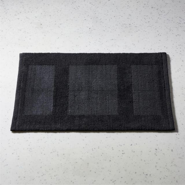 Cleo Organic Cotton Striped Black Bath Mat 24"x36"