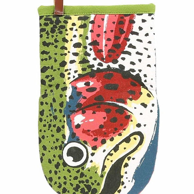 LazyOne Cute Silicone Oven Grabber Mini Oven Mitt – Non-Slip Cotton Kitchen Mitt with Hanging Loop – Fish Design Hot Pan Holder