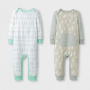 Baby 2pk Coverall Set Cloud Island™ - Mint/Oatmeal