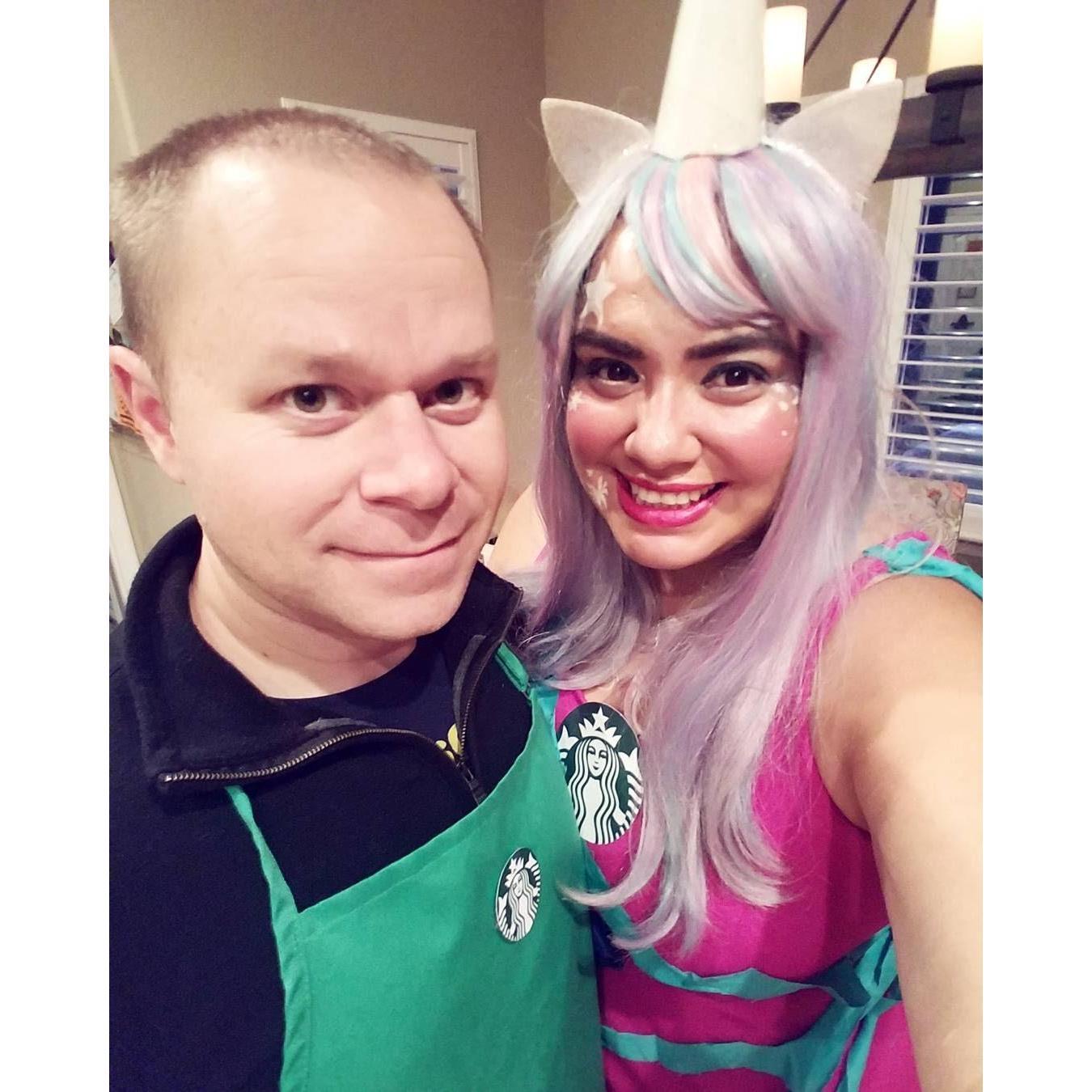 A Starbucks Barista & His Unicorn Frappuccino - Halloween 2017