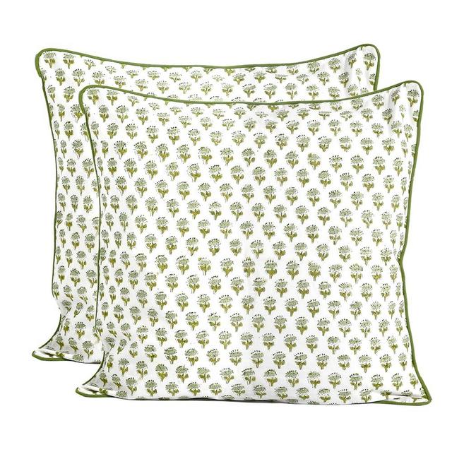 CPC Throw Pillow Covers for Couch, 100% Cotton Block Print Decorative Couch Pillows for Living Room, 100% Cotton Boho Pillow Case 20x20 Inch Emerald Green