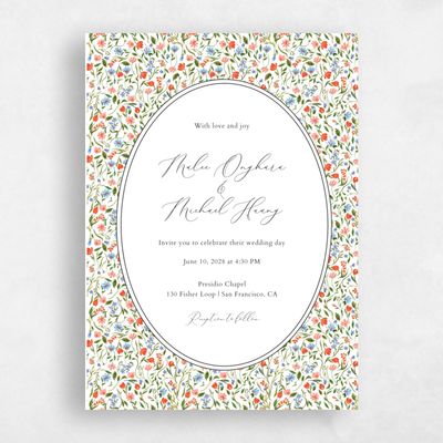 White Floral Wedding Invitation - Ariella Portrait