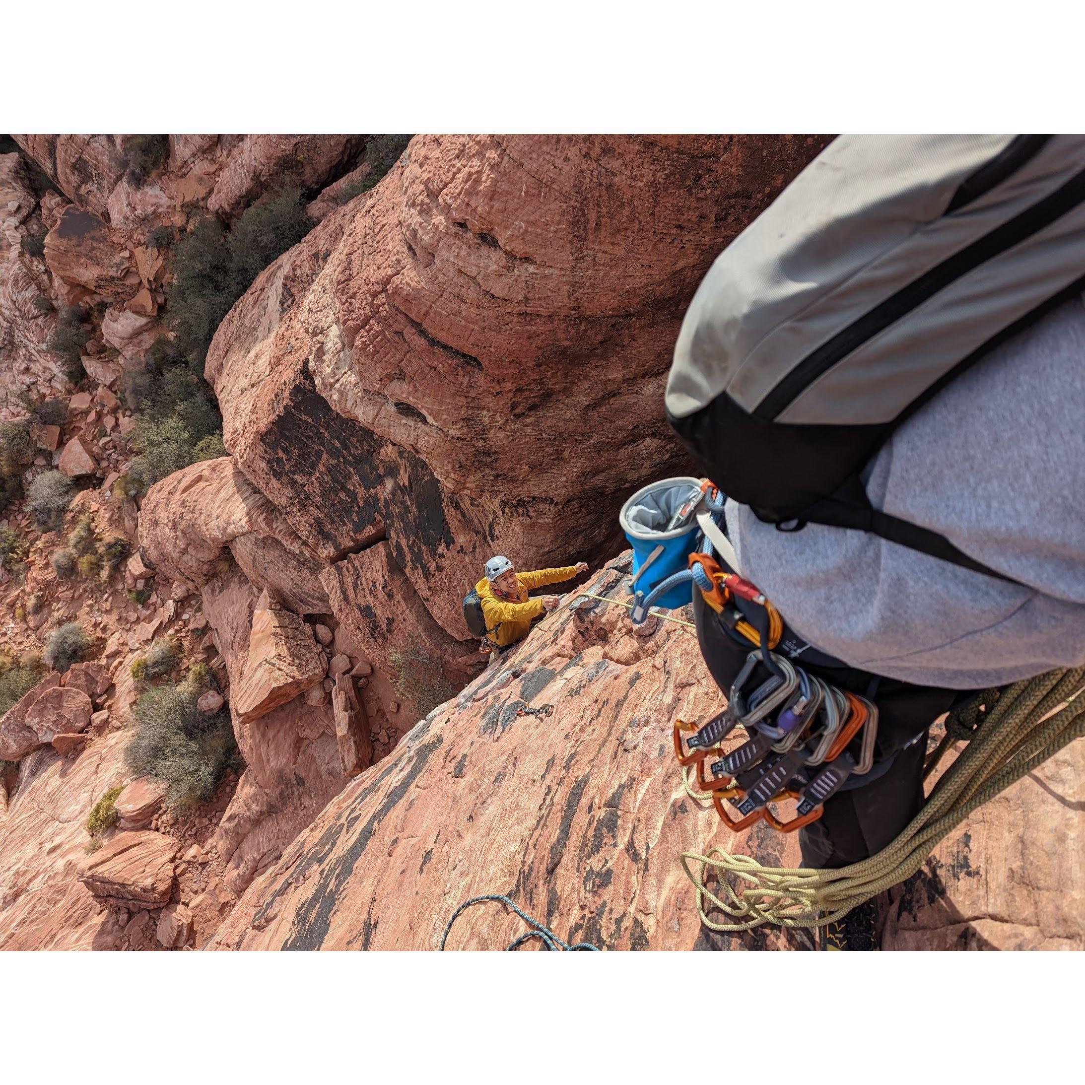 George isn't tired at all. Climbing like a pro!