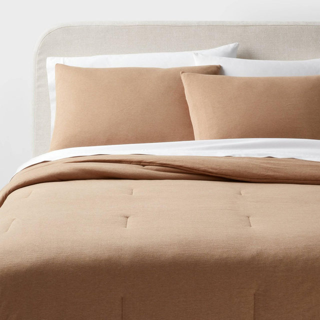Full/Queen Modern Jersey Comforter and Sham Set Light Brown - Threshold™