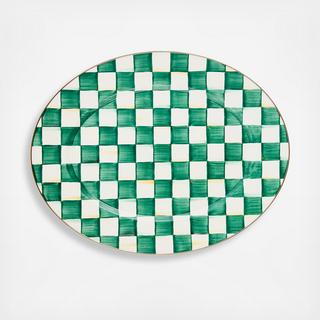 Emerald Check Stainless Steel Oval Platter