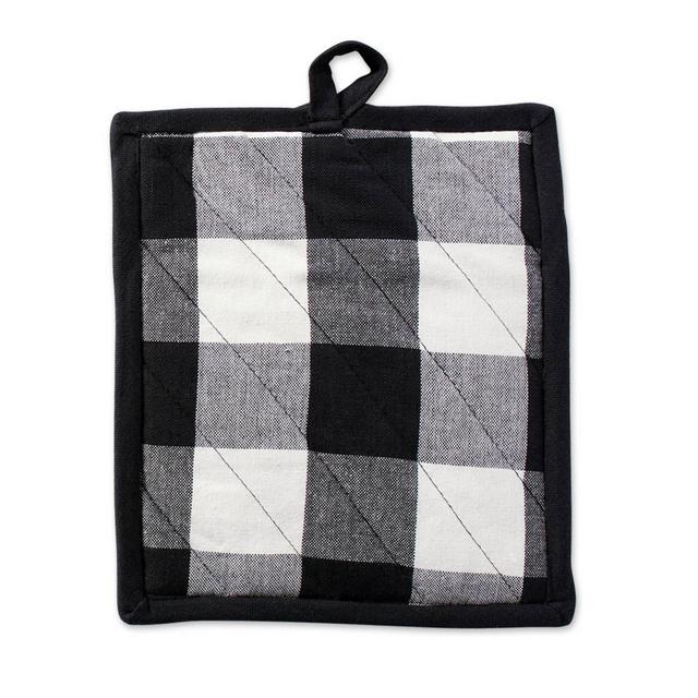 2pk Cotton Buffalo Check Potholder Set Black - Design Imports