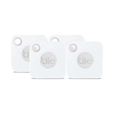 Tile Inc, Mate, Bluetooth Tracker and Finder, Water Resistant, Replaceable Battery, Easy to Attach for Keys, Pet Collars and Bags (4 Pack)