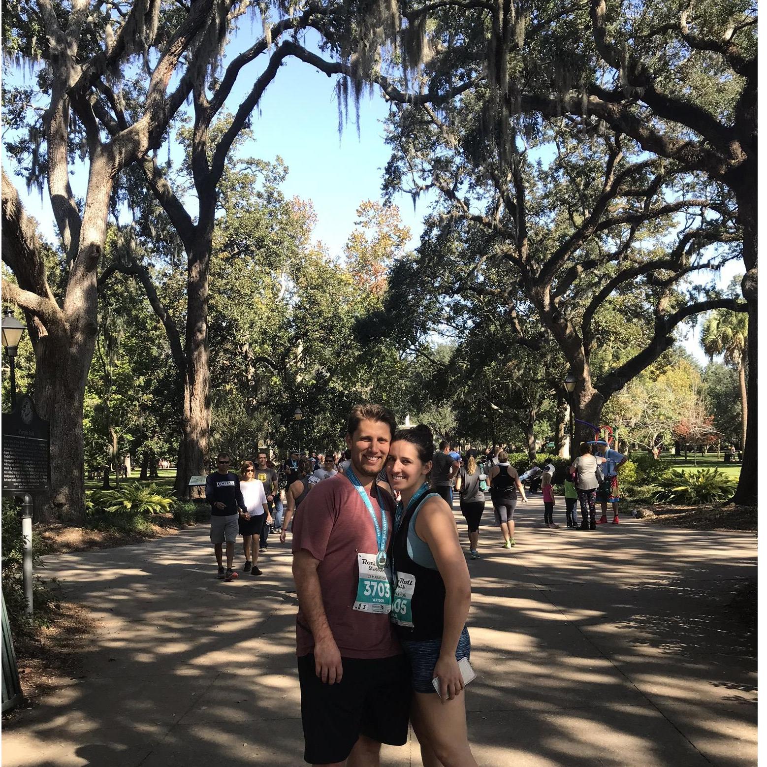 Second half marathon together in Savannah, Georgia.