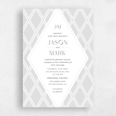 Platinum, Grey Wedding Invitation - Diamant Classic