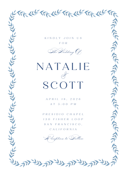 Kitts Portrait | Dusty Cobalt | Zola Wedding Invitations