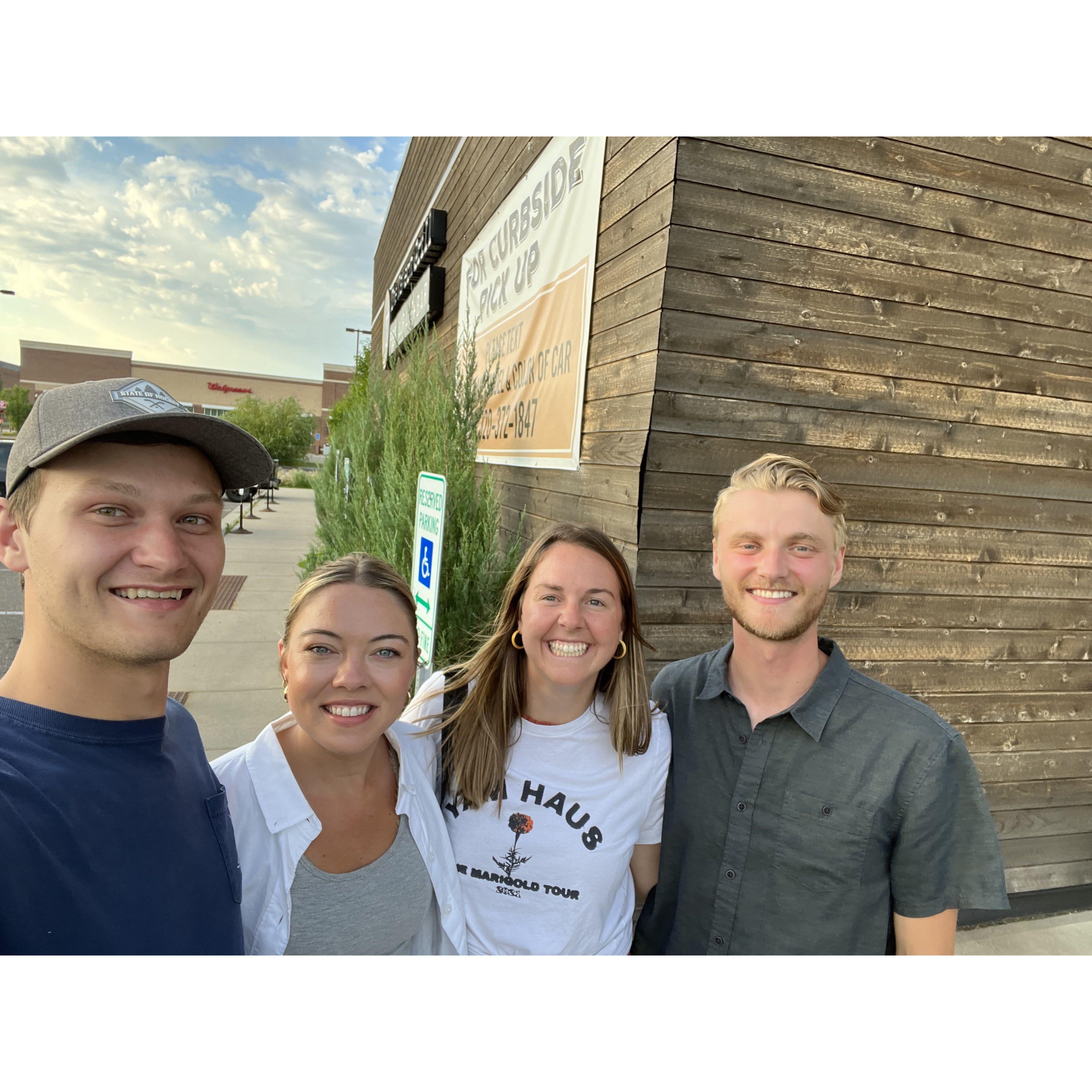 Dinner with dear friends - we all started dating within the same week!