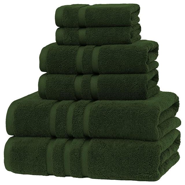 Luxury Hotel & Spa, Turkish Cotton,6 Pieces Towels Set, Max-Softness by Veteran Textile (Dark Green)