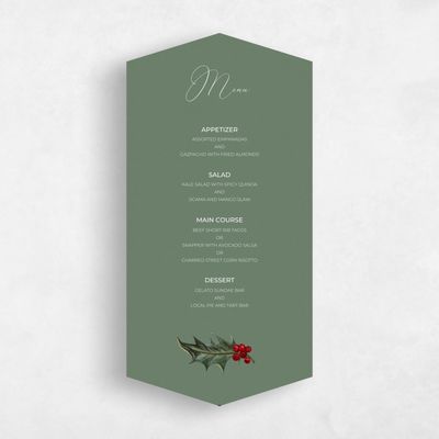 Green Diamond Wedding Menu - Belvoir