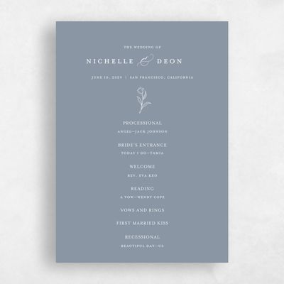 Dusty Blue Wedding Program - Seraphine