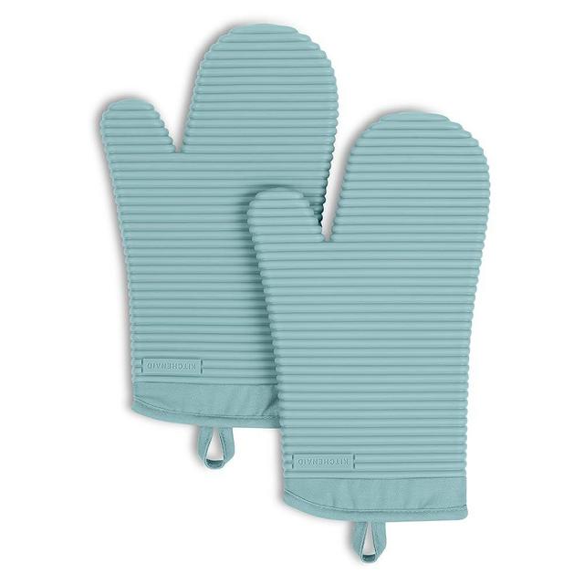 KitchenAid Ribbed Soft Silicone Oven Mitt 2-Pack Set, Mineral Water Aqua, 7.5"x13"