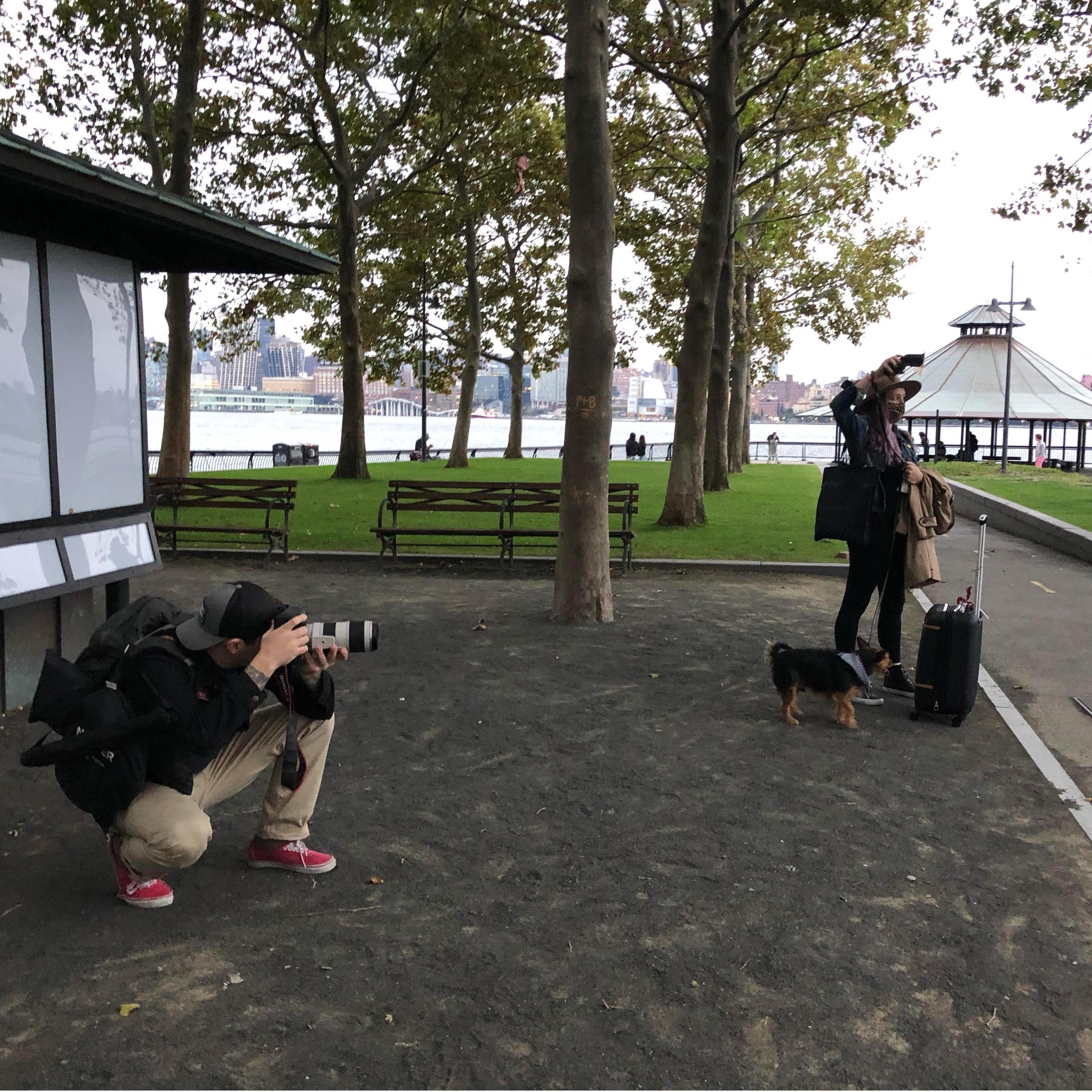 Tyler shooting engagement photos for some friends and Carrie holding everything and a dog!
10/2020
