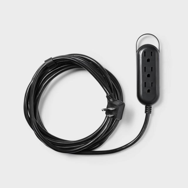 12' 3-Outlet Indoor Extension Cord Black - heyday™: 12 ft, 16 AWG, 13 Amps, 2 Conductors, 1 Year Warranty