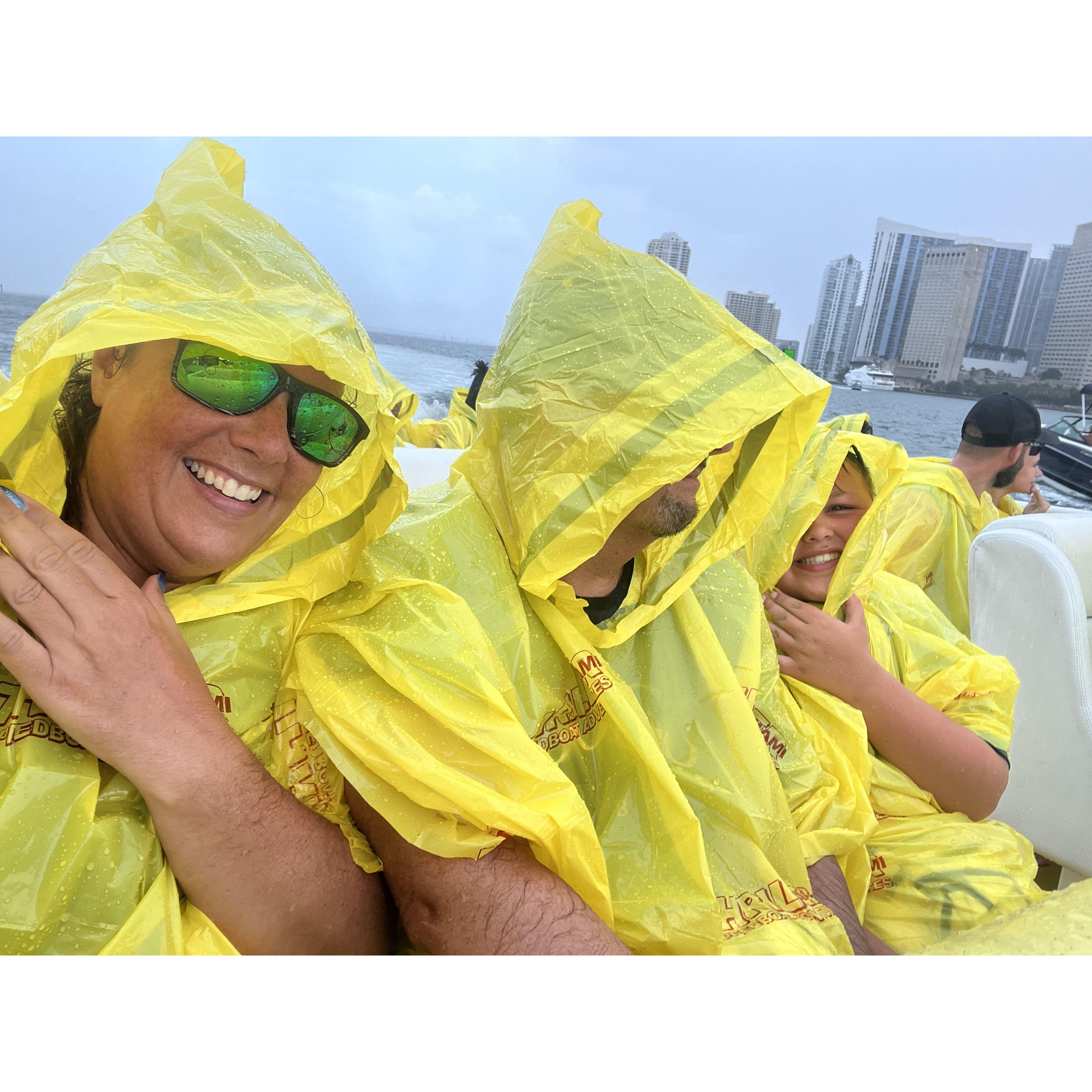 Getting soaked on the Miami Thirller Speed Boat, 2023