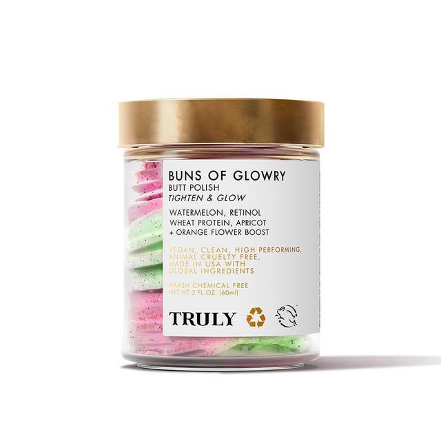 Truly Beauty Buns of Glowry Body Polish - Exfoliating Body Scrub - Brightening Body Scrubs for Women Exfoliation, Keeps Skin Hydrated, Helps Smoothen Cellulite and Stretch Marks - 2 OZ