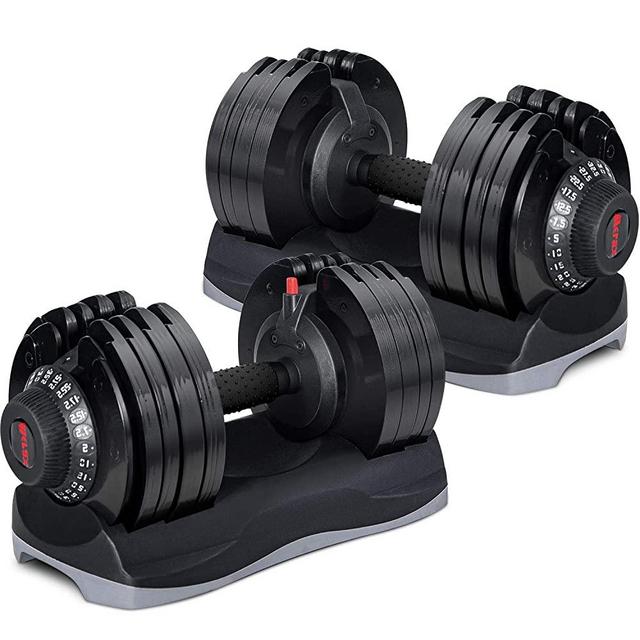 Merax Deluxe 71.5 Pounds Adjustable Dial Dumbbell with Weight Plate for Home Gym 2 PCS (2 x 71.5 LBS)