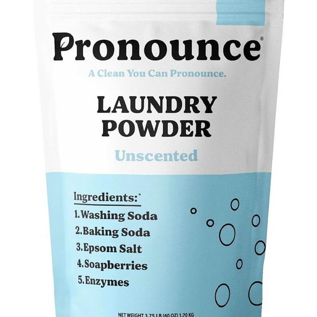 Pronounce Laundry Detergent Powder Alternative | Earth-Derived Ingredients, Eco-Friendly, Safer for Sensitive Skin, Eczema, and Babies. Stain + Smell Fighting. HE Safe (Unscented, 120 Loads)