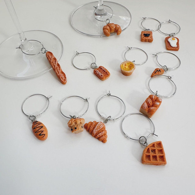Pastry Wine Glass Charms: Bachelorette Party Wine Markers, Hostess Gift, Funny Gift, Housewarming present