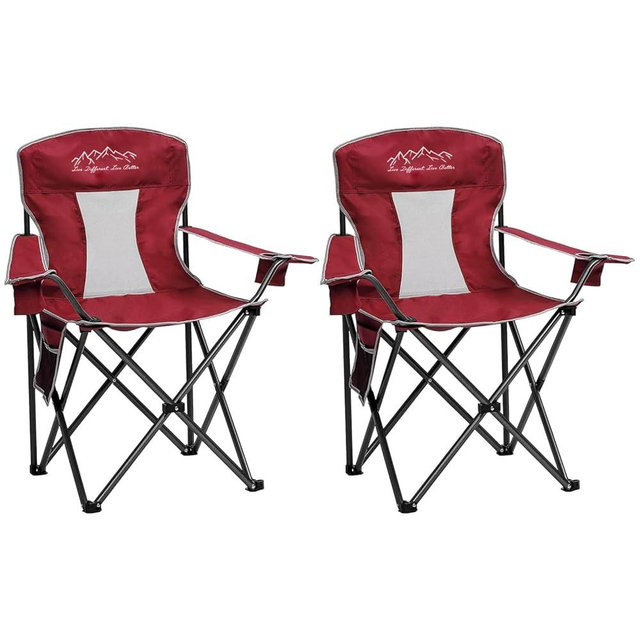 SAILARY Oversized Portable Outdoor Chairs, Weight Capacity 325 lbs with Cup Holder, Storage Pocket, Carry Bag Red