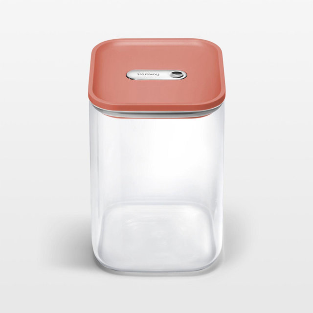Caraway ® Perracotta Airtight 4.3-Qt. Large Glass Food Storage Container with Plastic and Silicone Lids