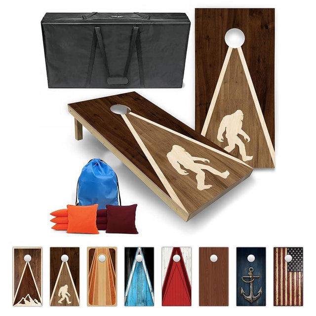 Cornhole Solutions Lightweight Cornhole Boards – Official Regulation 2x4 ft Cornhole Game Set, Wooden Design, 8 Playing Bags, Carrying Case & Tote