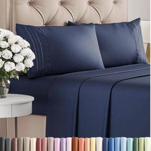 Queen Size 4 Piece Sheet Set - Comfy Breathable & Cooling Bed Sheets Set - Hotel Luxury Bedding for Women, Men, Kids, Teens, Boys & Girls - Deep Pockets, Soft and Wrinkle Free - Oeko-Tex - Navy Blue