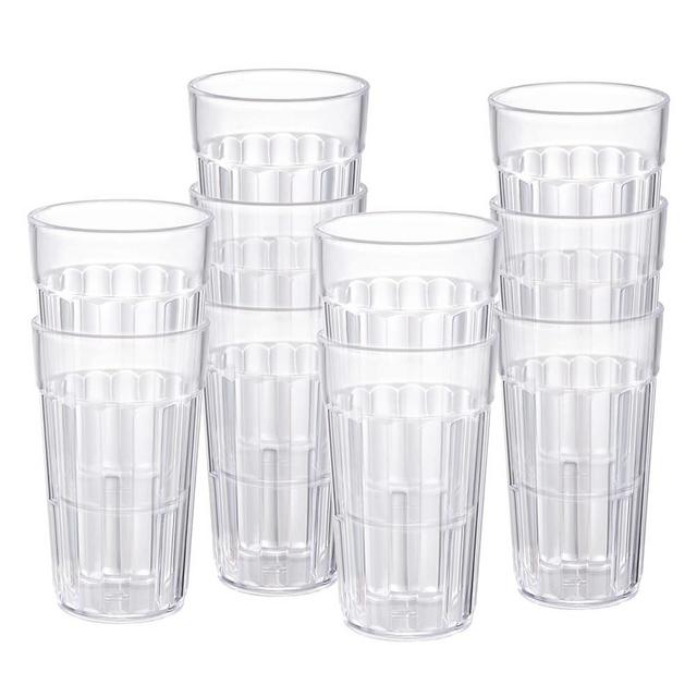 Honla 10 oz Small Drinking Glasses,BPA Free Cups,Unbreakable Plastic Tumblers,Set of 10 Highball Water Juice Cups for Kids/Adults,Dishwasher Safe,Clear