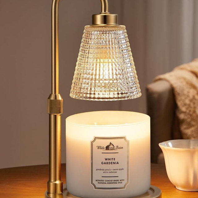 Big Gold Candle Warmer Lamp with Timer, Dimmable Candle Warmer for Home Decor, Height Adjustable Candle Lamp for Jar Candles, Birthday Gifts for Women Mom, House Warming Gifts New Home