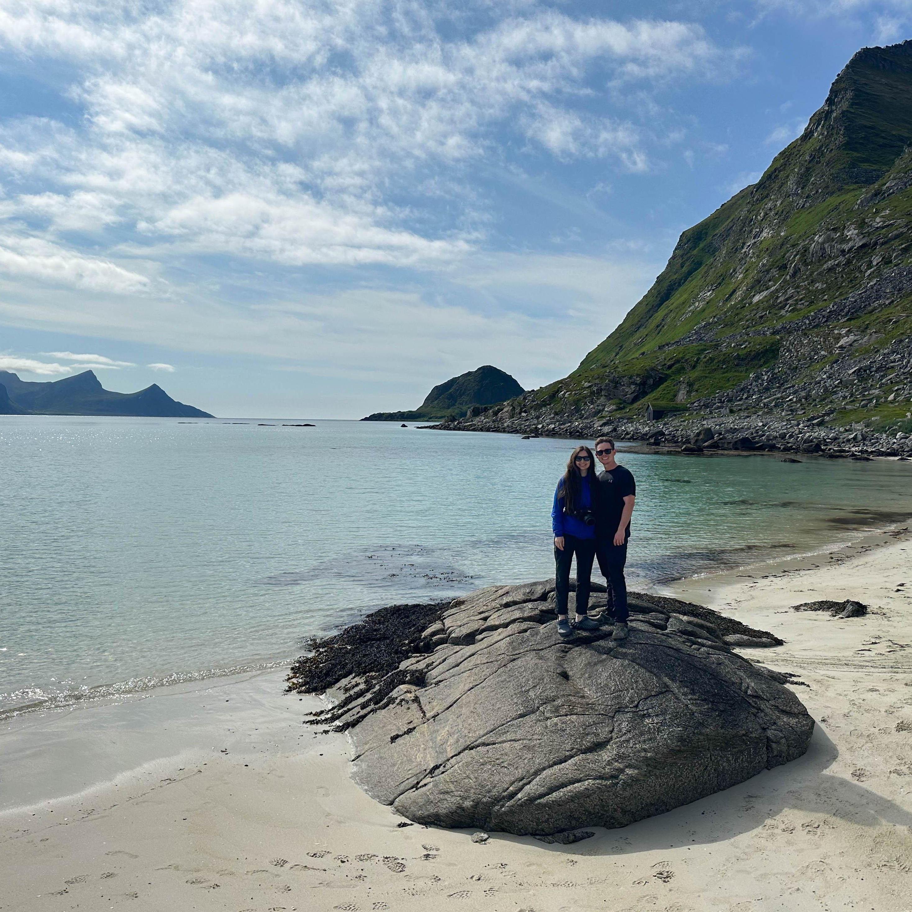 A white sand beach above the Arctic Circle in Lofoten, Norway