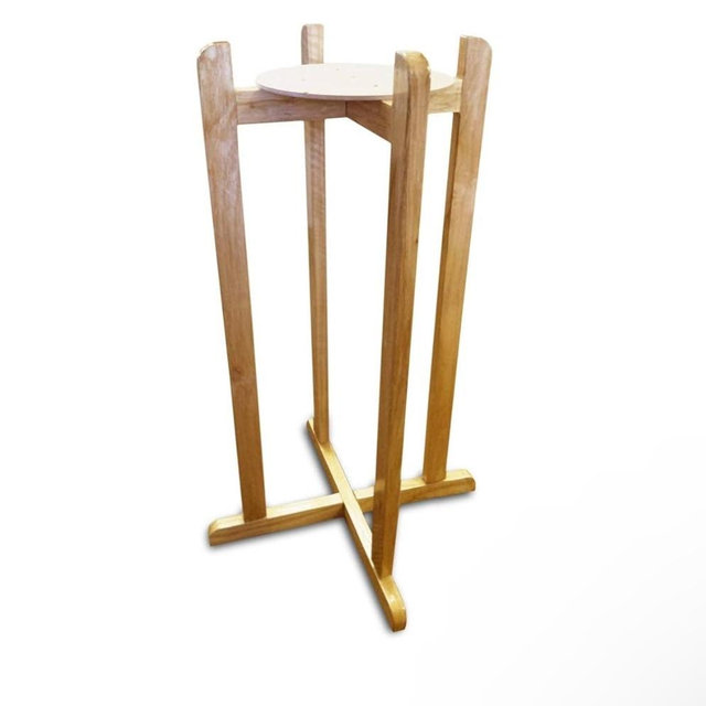 Floor Wood Stand Natural Varnish, 27" for Water Crock, Water Bottles, 3 & 5 Gallon Water Jug, and Plants